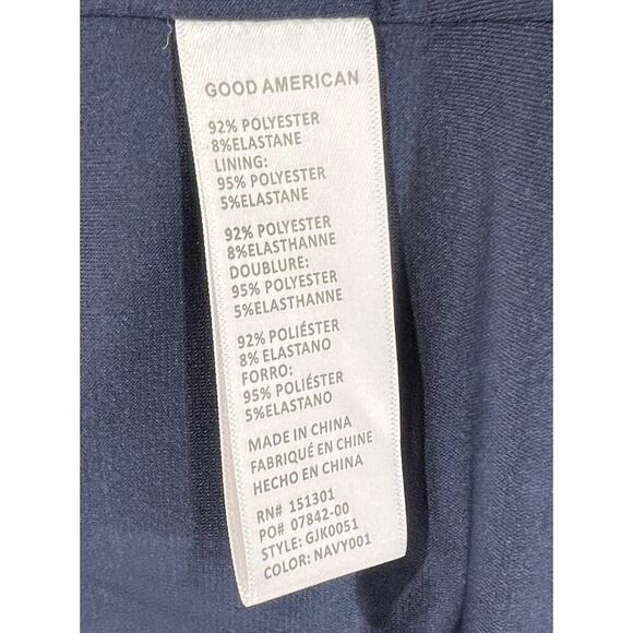 Good American Women's Disco Scuba Sculpted Blazer Navy Blue Size 0 Career Preppy - Picture 9 of 12